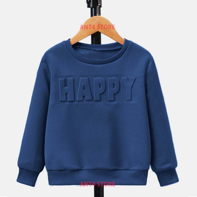 SWEATER 3D EMBOSS TIMBUL jaket anak perempuan switer anak umur 2 - 12 tahun HAPPY