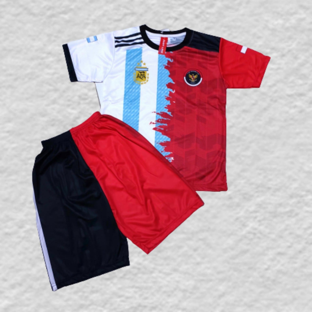 jersey timnas indonesia vs argentina printing usia 2-12thn