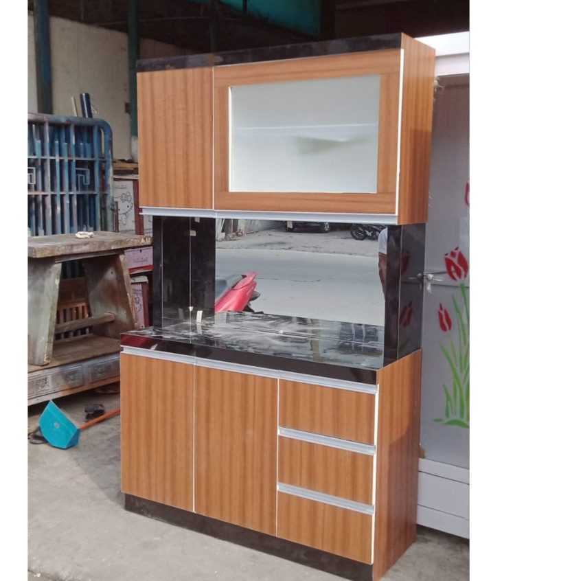 (FREE ONGKIR) Lemari Dapur / Rak Piring / Lemari Sayur / Lemari Piring / Rak Sayur 3 Pintu HPL