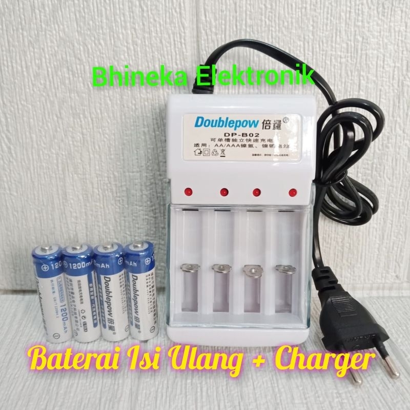 Batrai cas ukuran AA + charger, Baterai cas