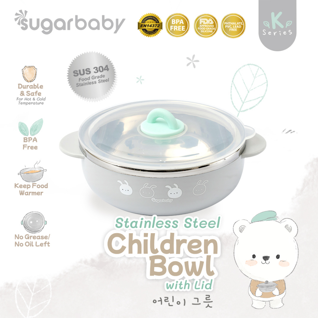 Sugar Baby Stainless Steel Children Bowl / Sugarbaby Mangkok Stainless Anak / Perlengkapan MPASI (Tersedia varian warna)