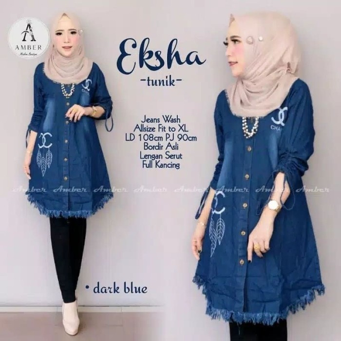 DREAMMY TUNIK!! VARIASI BORDIR ASLI Matt Jeans Wash