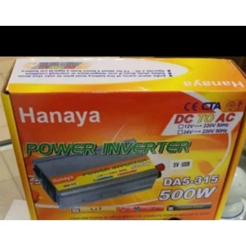 power inverter hanaya 500w 500watt 500 watt perubah arus listrik ac to dc buat mobil motor panel surya dan lain lain