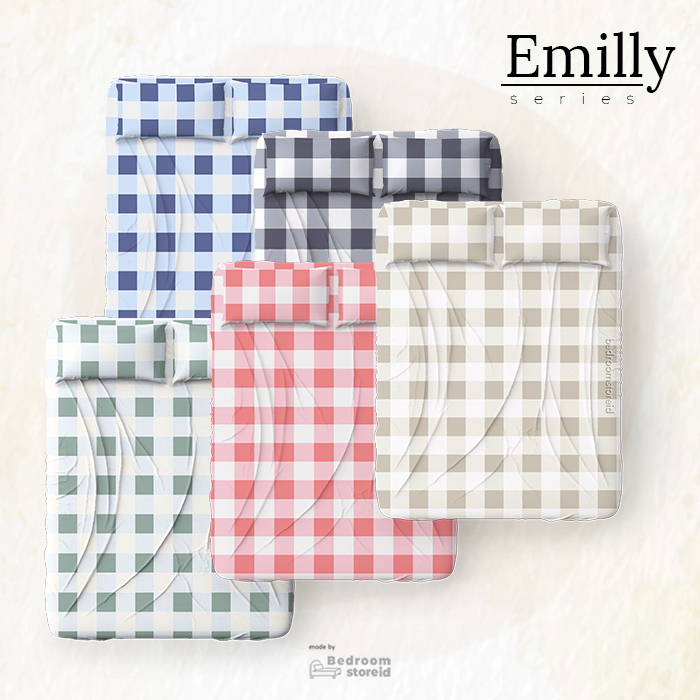 SPREI/SEPRAI HOMEMADE MOTIF EMILY KOTAK/GRID UK 90/140/180/160/120 KOREAN STYLE AESTETHIC KATUN DISPERSE || TINGGI 20CM