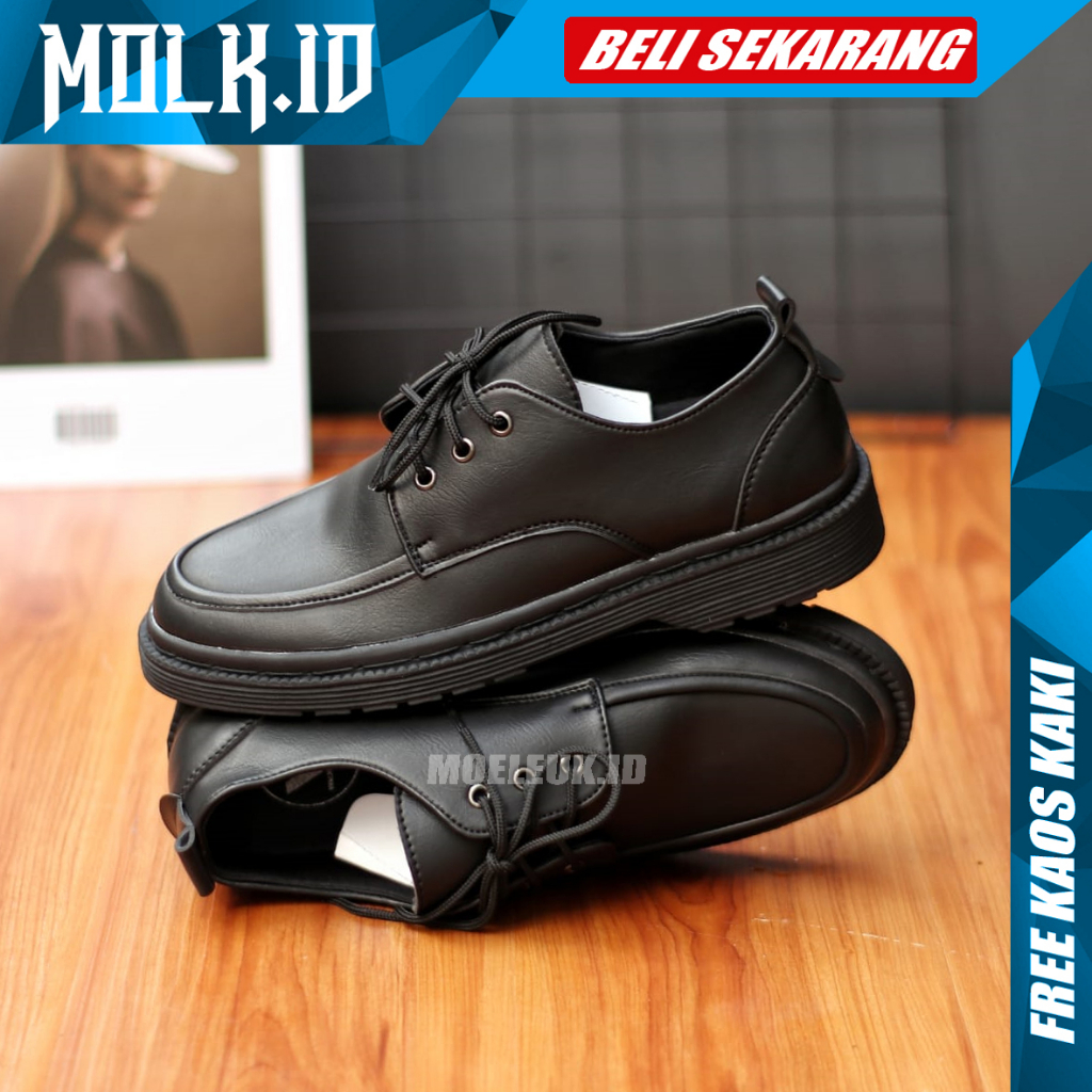 MOLK Sepatu Pantofel Pria Hitam Casual Formal Kerja Kuliah