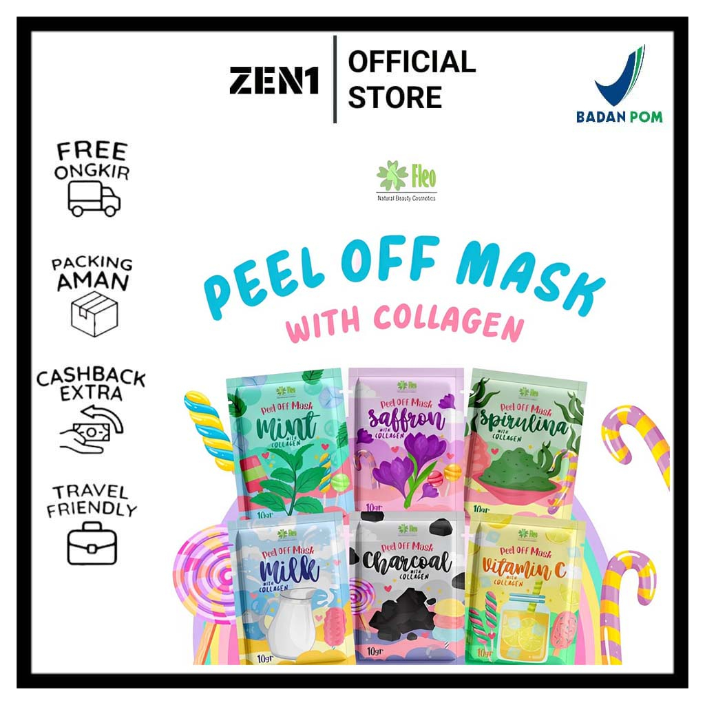 ZEN1 - [ BPOM ] MASKER PEEL OFF FLEO 10GR / MASKER WAJAH ANAK PEEL OFF FLEO 10GR / PEEL OFF MASK FLE
