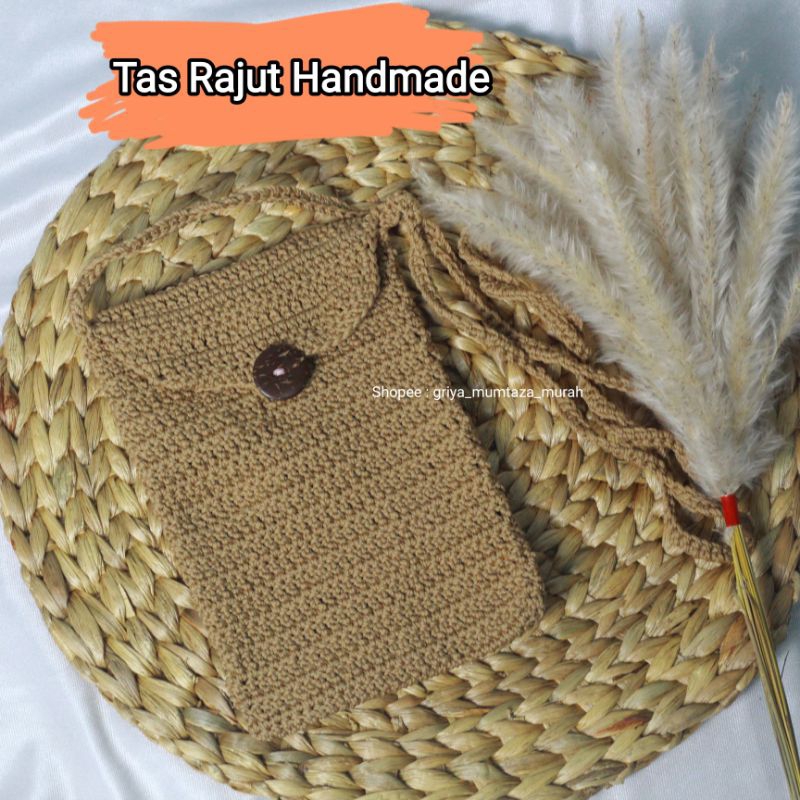 Tas Rajut Handmade / Tas Rajut Wanita / Tas HP Wanita / Sling Bag / Dompet HP Rajut/ Pouch HP Rajut 