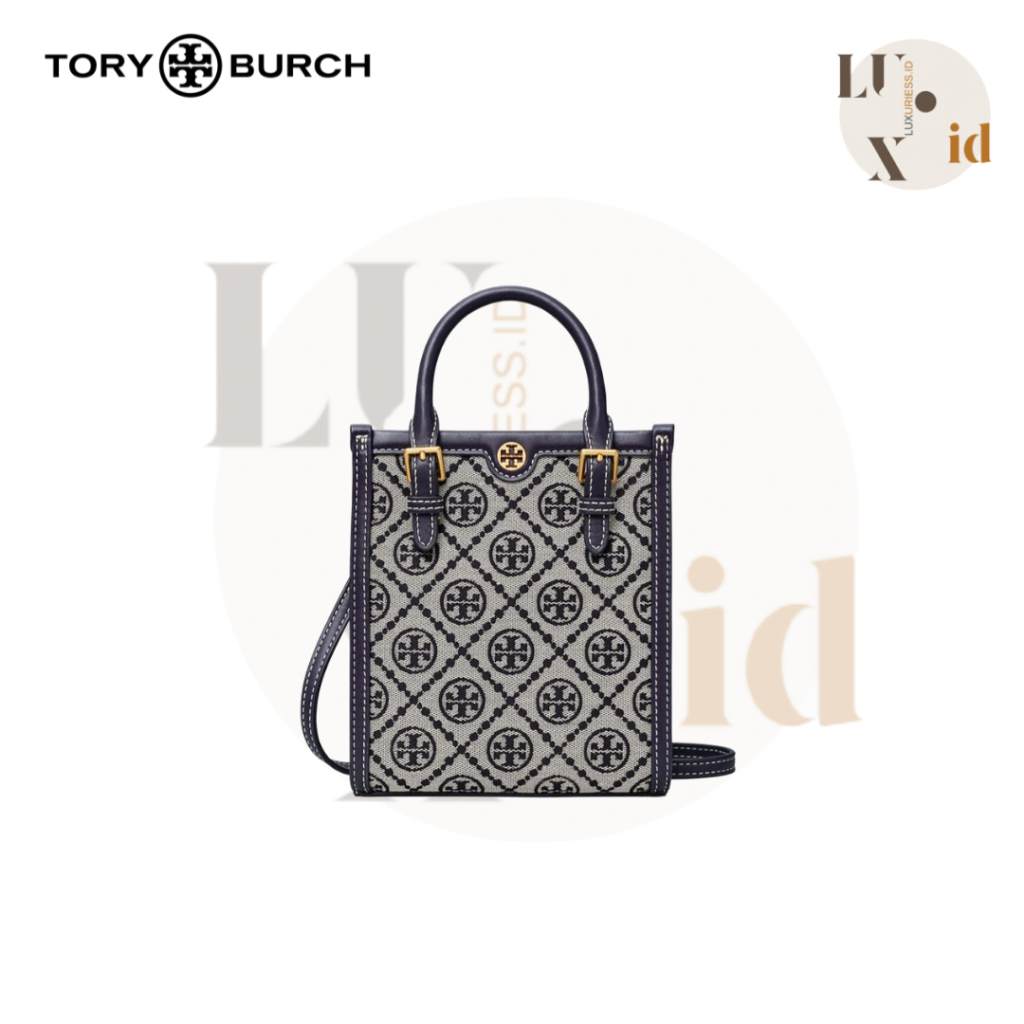 Tory Burch T Monogram Jacquard Mini Tote Bag Navy