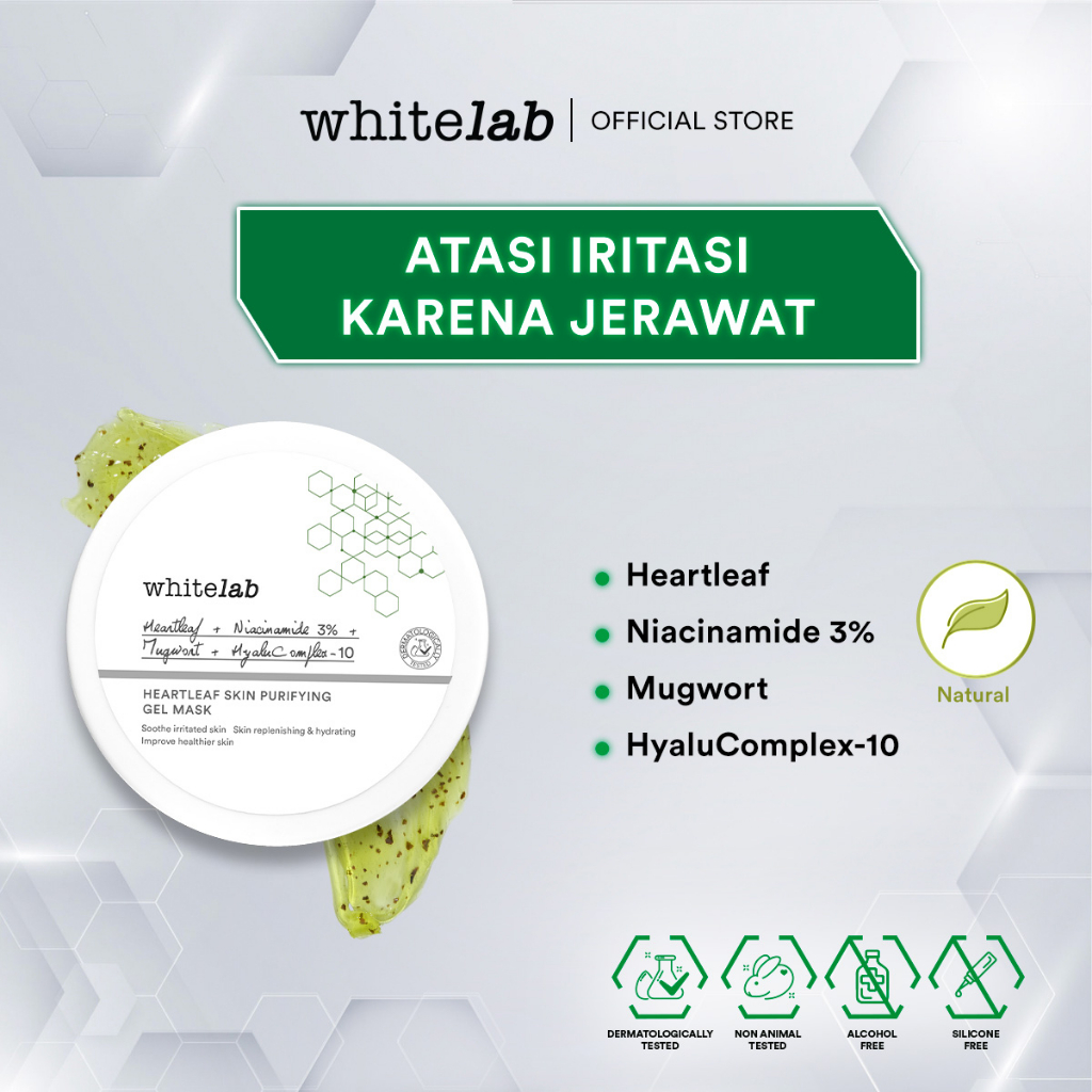 Whitelab Heartleaf Acne Soothing Gel Mask - Masker Atasi Dan Menenangkan Kulit Jerawat Dan Iritasi, Bebas Kusam Dengan Bha &amp; Allantoin [BPOM]