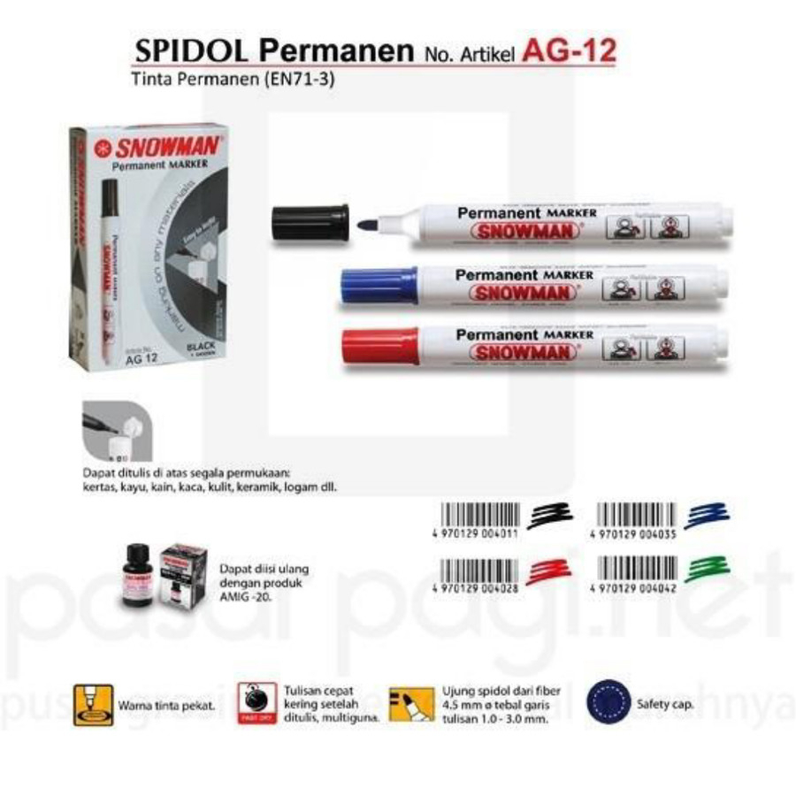 

Spidol Snowman Permanen G 12 - Hitam
