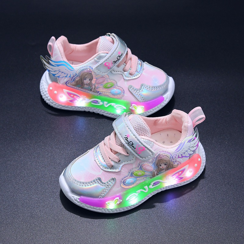 littlekiddoss SH2323 Sepatu Sneakers Lampu LED Anak Perempuan Import 1-7tahun 23-32