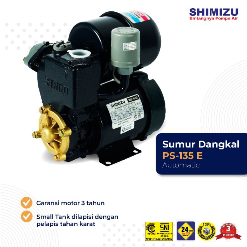 Pompa Pendorong Otomatis Shimizu PS135E Pompa Air Listrik Sumur Tandon Tower PDAM