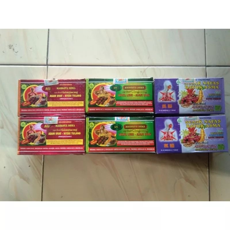 Jamu/Serbuk Mahkota Dewa Buah Gingseng isi 30pcs asam urat pegal linu batuk asma sesak napas.