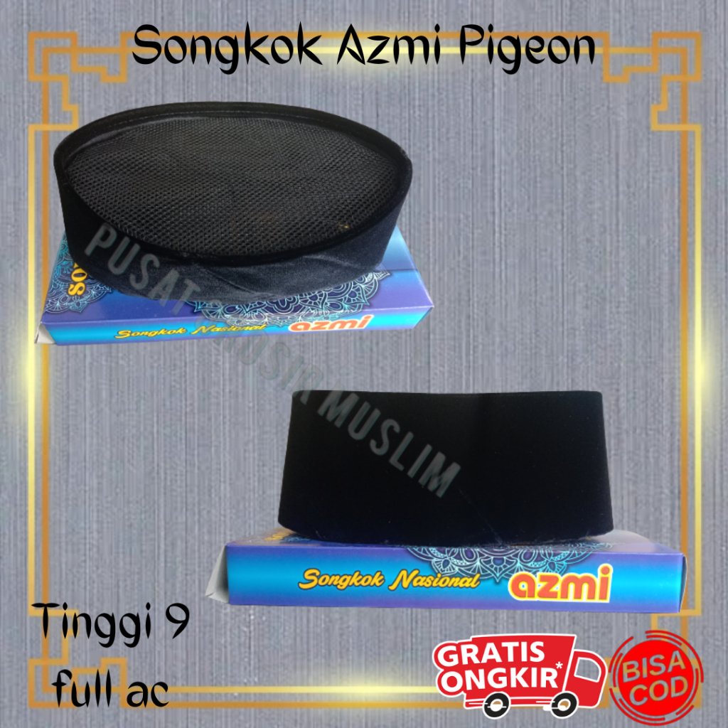 Songkok Nasional Hitam Songkok Azmi Beludru Pigeon Tinggi 9 AC dan Full AC Kualitas Premium