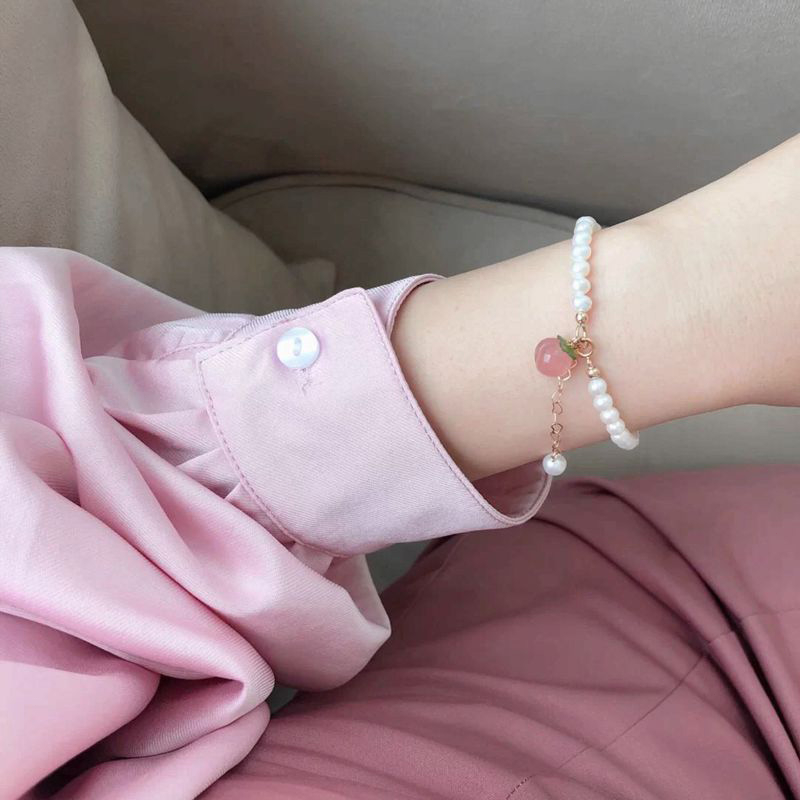 COD❤Wanita Korea Gelang Mewah Zirkon Bunga Berlian Imitasi Gelang Emas Disesuaikan Fashion A one-Peach