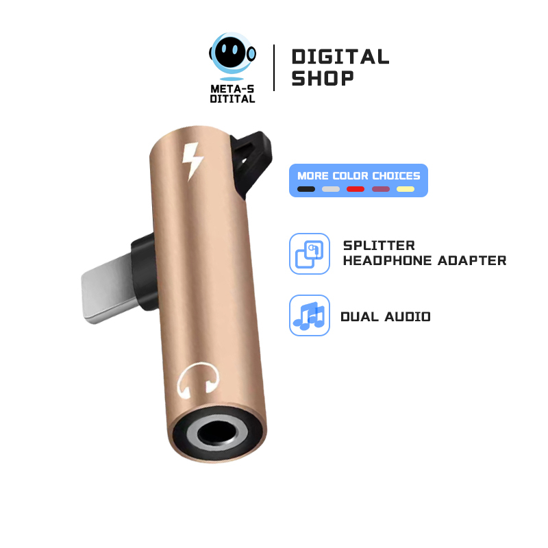 Splitter Adapter 2in1 Lightning To Headphone Jack 3.5mm Adapter Dual Audio Connector Phone 6 7 8 Plus