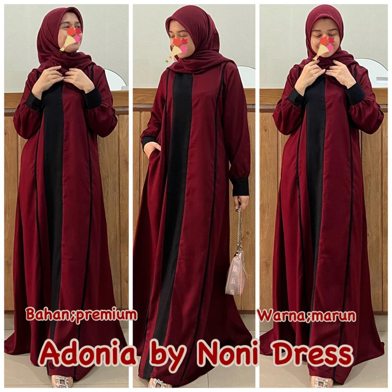 Daster Arab Noni ADONIA Maxi Dress Busui Gamis Rayon Twill Ori