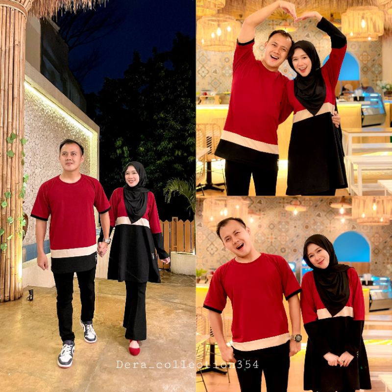 Maroon mix 3 warna/Kaos set family couple/kaos pasangan/kaos couple keluarga/kaos sarimbit/baju coup