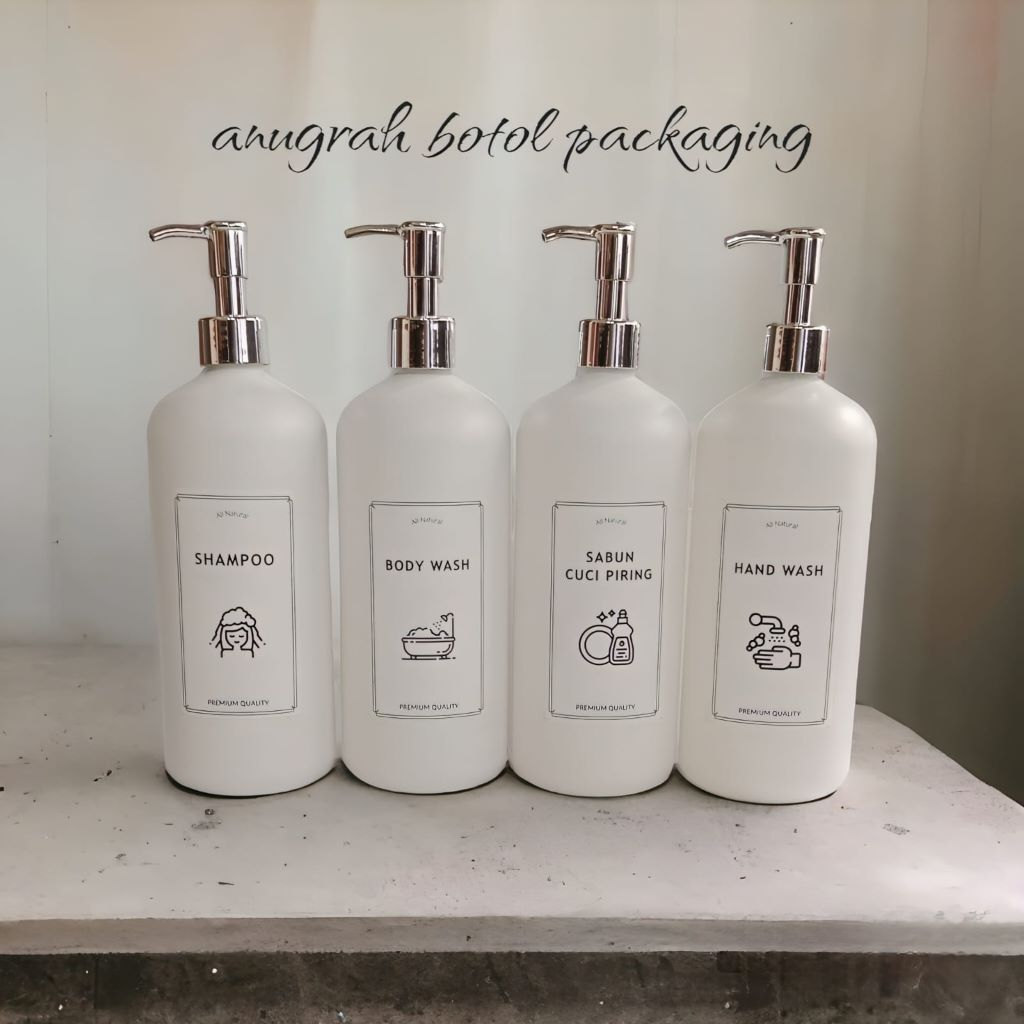Botol Tempat Sabun Cair 500 Ml  Putih Doff  shampoo Sabun  dispensel  Wadah Sabun Cair Aesthetic