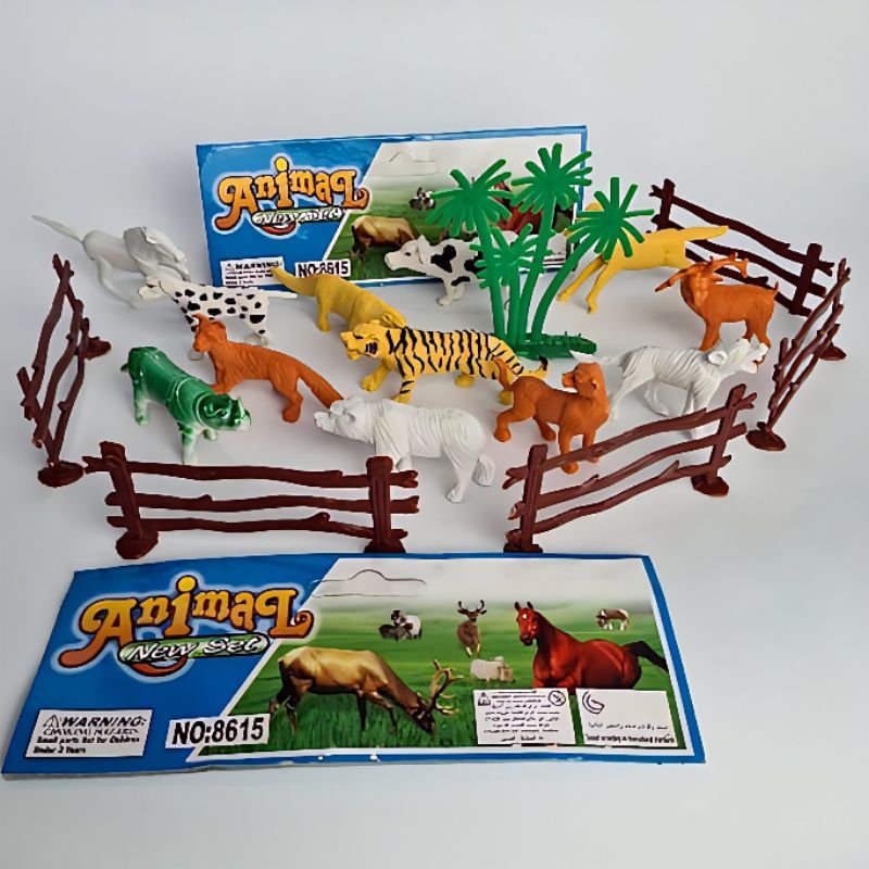 Mainan Set Hewan Liar Karet Anak laki Edukasi Boneka Miniatur World Wild Animal Planet Zoo 3D Kebun 