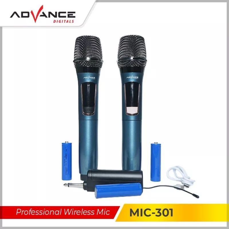 ADVANCE - Mic Wireless Double MIC 301 | Microphone Karaoke Tanpa Kabel isi 2 | Microfon Bernyanyi