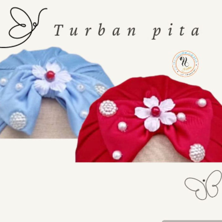 turban bayi / turban anak denisa pita bunga mutiara usia 0-3 tahun packing plastik perpcs