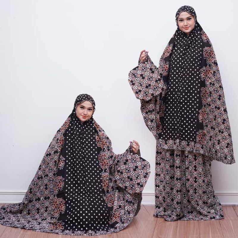 Mukena Cap Sogan|Mukena Batik Cap|Telekung Batik