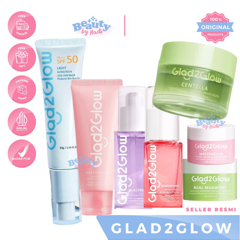 BEAUTYBY.NADS | GLAD2GLOW SUNSCREEN MOISTURIZER GEL SPF 50 PA+++ BLUEBERRY CENTELLA MOISTURIZER GEL 