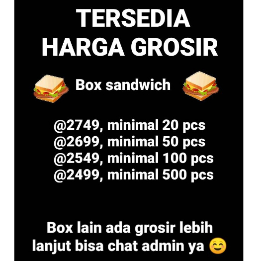 [ ISI 5 PCS ] Box sandwich Cream Kotak roti Sandwich / Kotak roti Kraft Paper Kotak roti Kraft Paper box kue / pengajian / Lebaran acara islami