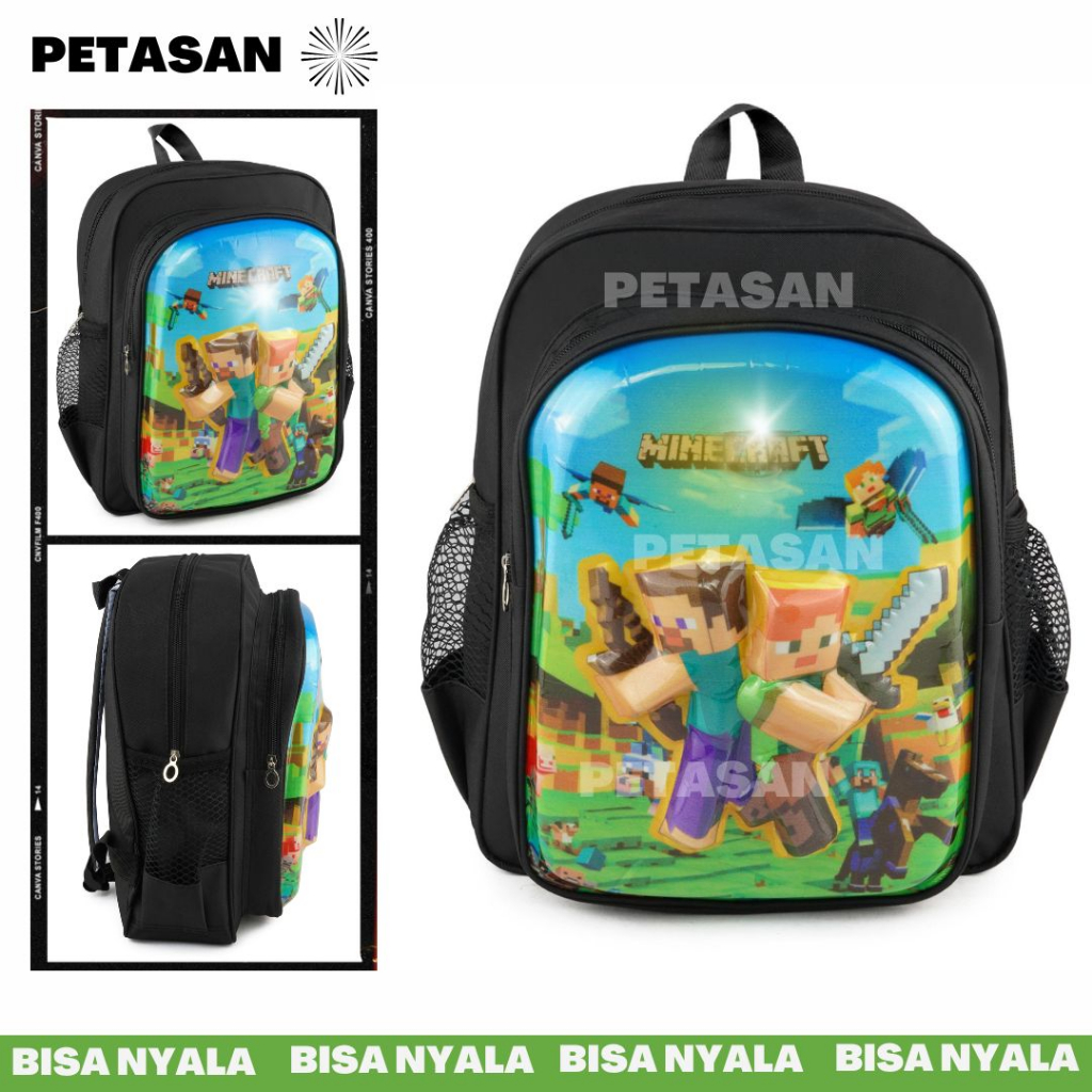 PTS - TAS RANSEL ANAK LAKI LAKI MINECRAFT LED - Tas Sekolah - Ransel LED