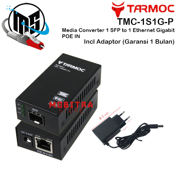 Tarmoc TMC-1S1G-P | 1 SFP 1 LAN GIGABIT POE IN 5-24V mini Converter (Compatible TP-LINK MC220L)