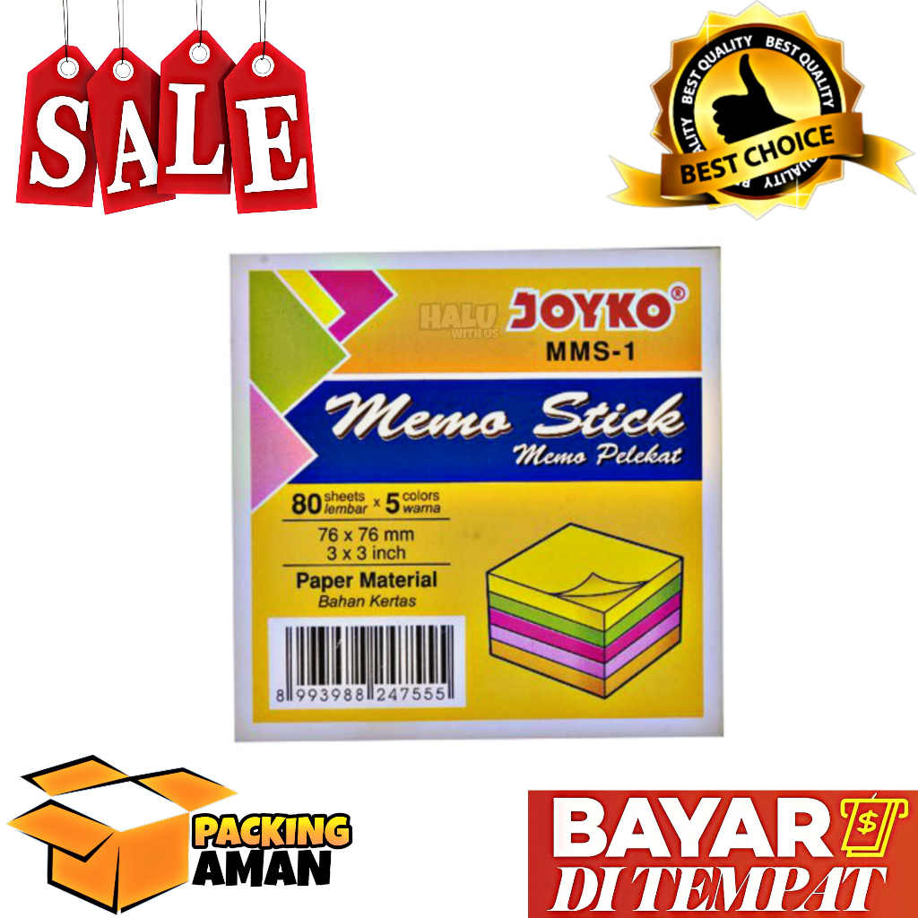 

(BISA COD) PROMO 400 Pcs Memo Stick / Sticky Note / Kertas Memo / Memo Tempel Joyko MMS-1