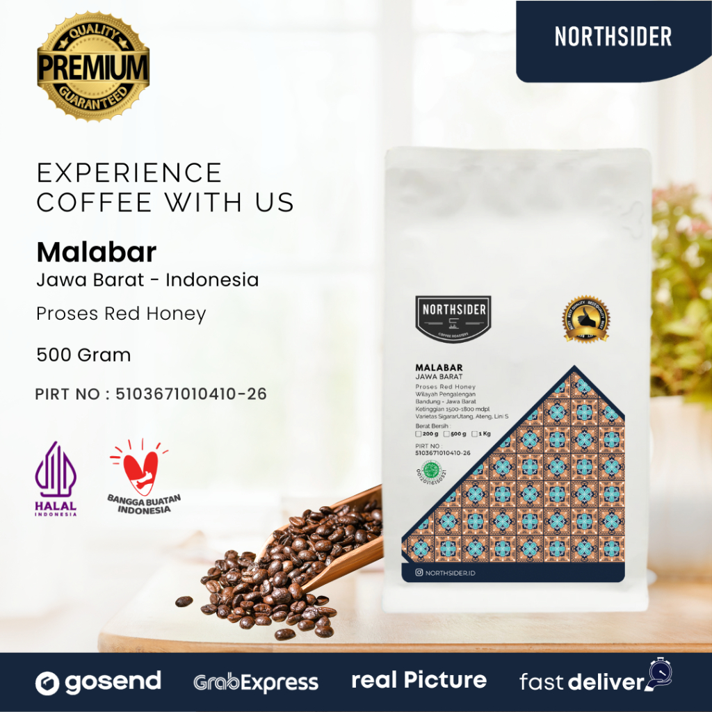 KOPI BIJI ARABIKA JAVA MALABAR RED HONEY - 500GR NORTHSIDER COFFEE