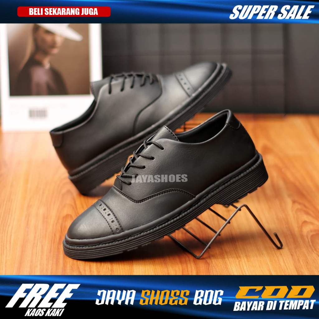 OXFORD FULL BLACK Sepatu Pantofel Formal Casual Kerja Kuliah