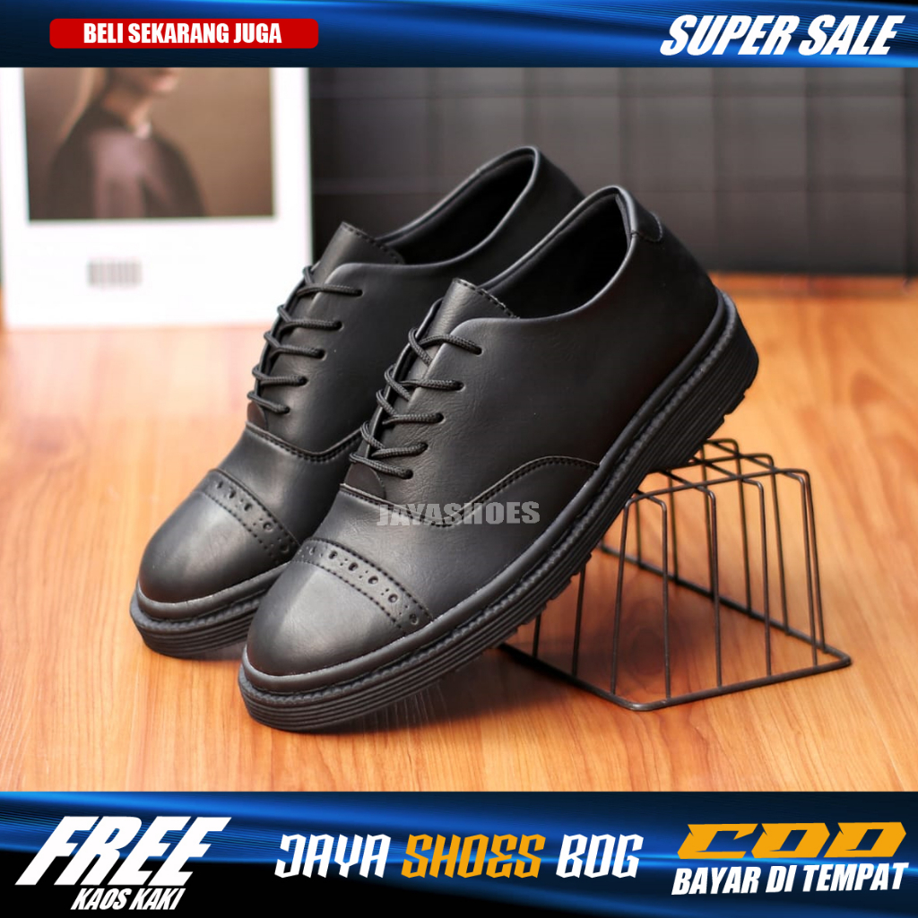 OXFORD FULL BLACK Sepatu Pantofel Formal Casual Kerja Kuliah