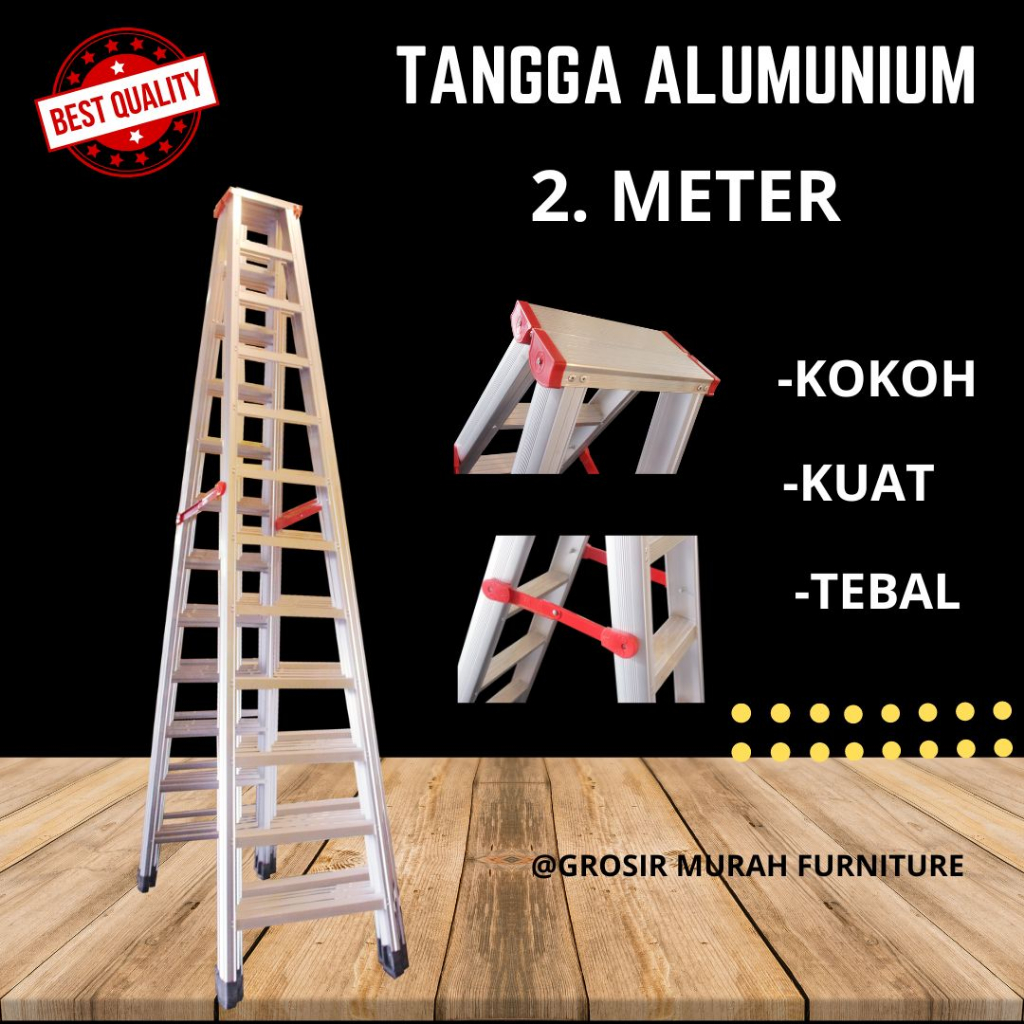 TANGGA / 2 METER / TANGGA LIPAT/ TANGGA ALUMINIUM ORIGINAL 2M/ TANGGA LIPAT ALUMINIUM/ TANGGA TERMUR