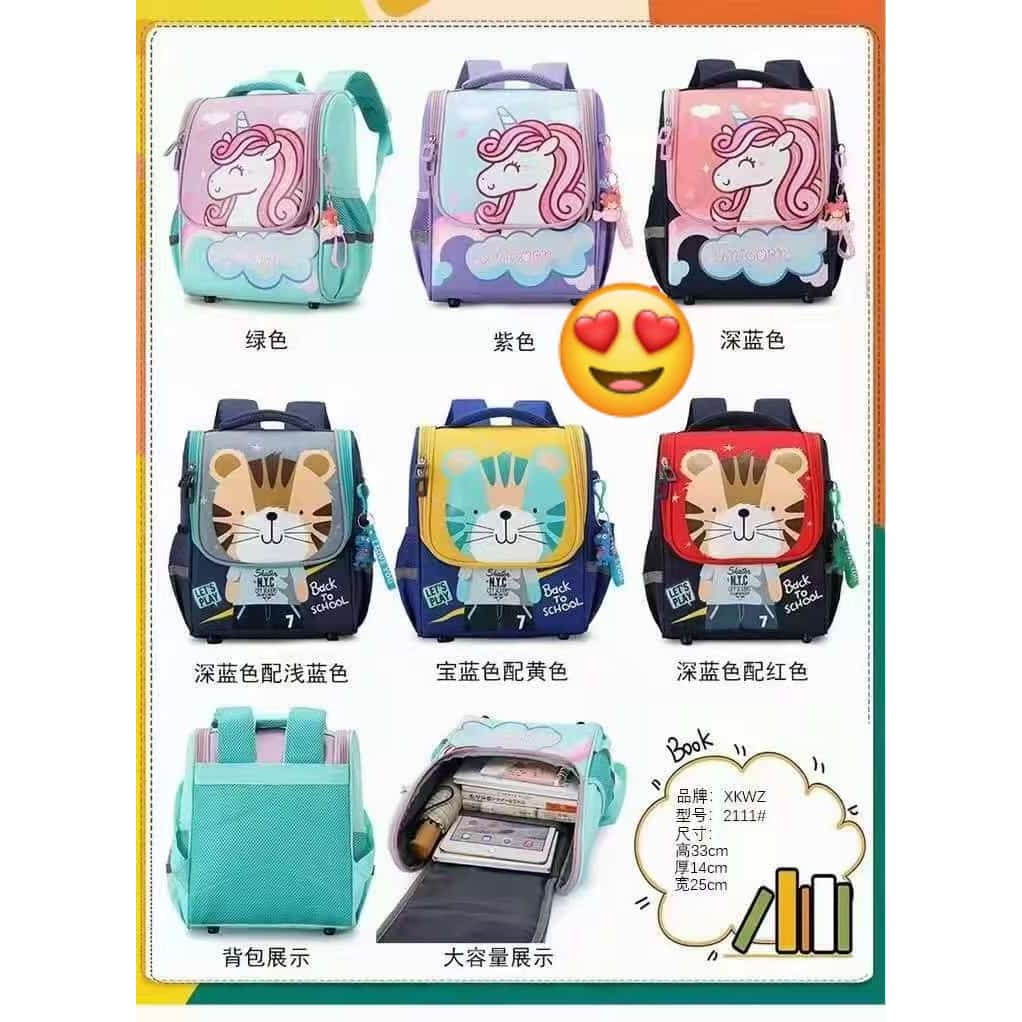 Tas Ransel Sekolah Korea Import Karakter Anak Perempuan SD TK Laki Laki Wanita Pria
