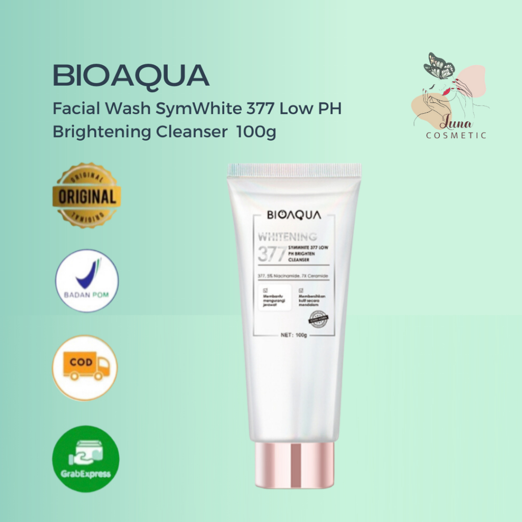 BIOAQUA Facial Wash SymWhite 377 Low PH Brightening Cleanser Sabun Cuci Muka 100g