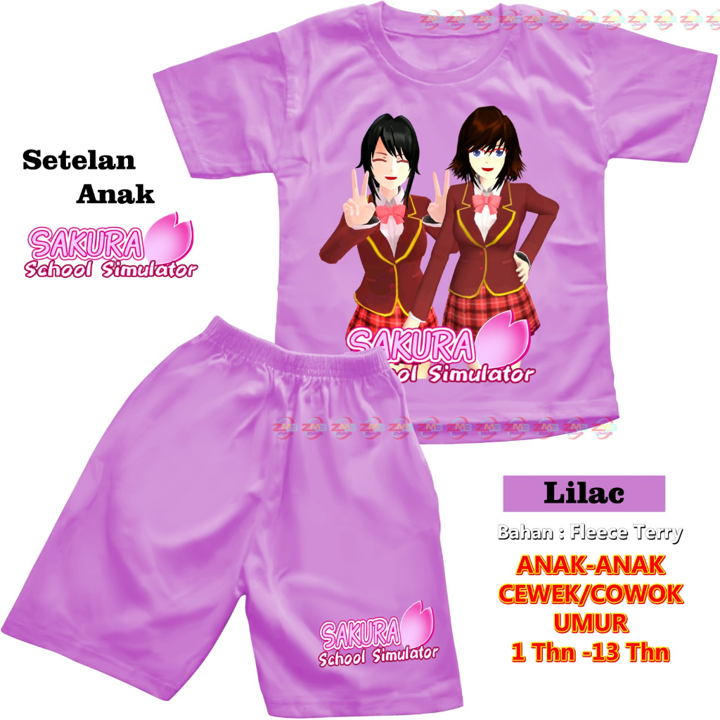 SETELAN ANAK PENDEK UNISEX CEWEK/COWOK SAKURA DIGITAL SABLON