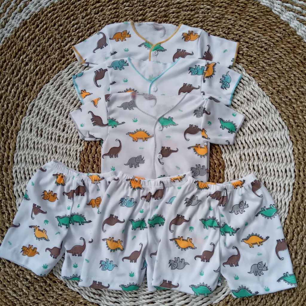 Baju Bayi Baru Lahir 3 PCS Lengan Pendek Celana Pendek Bayi Setelan Bayi Lengan Pendek Bayi Laki Laki Perempuan Jaya Baby&amp;Kids