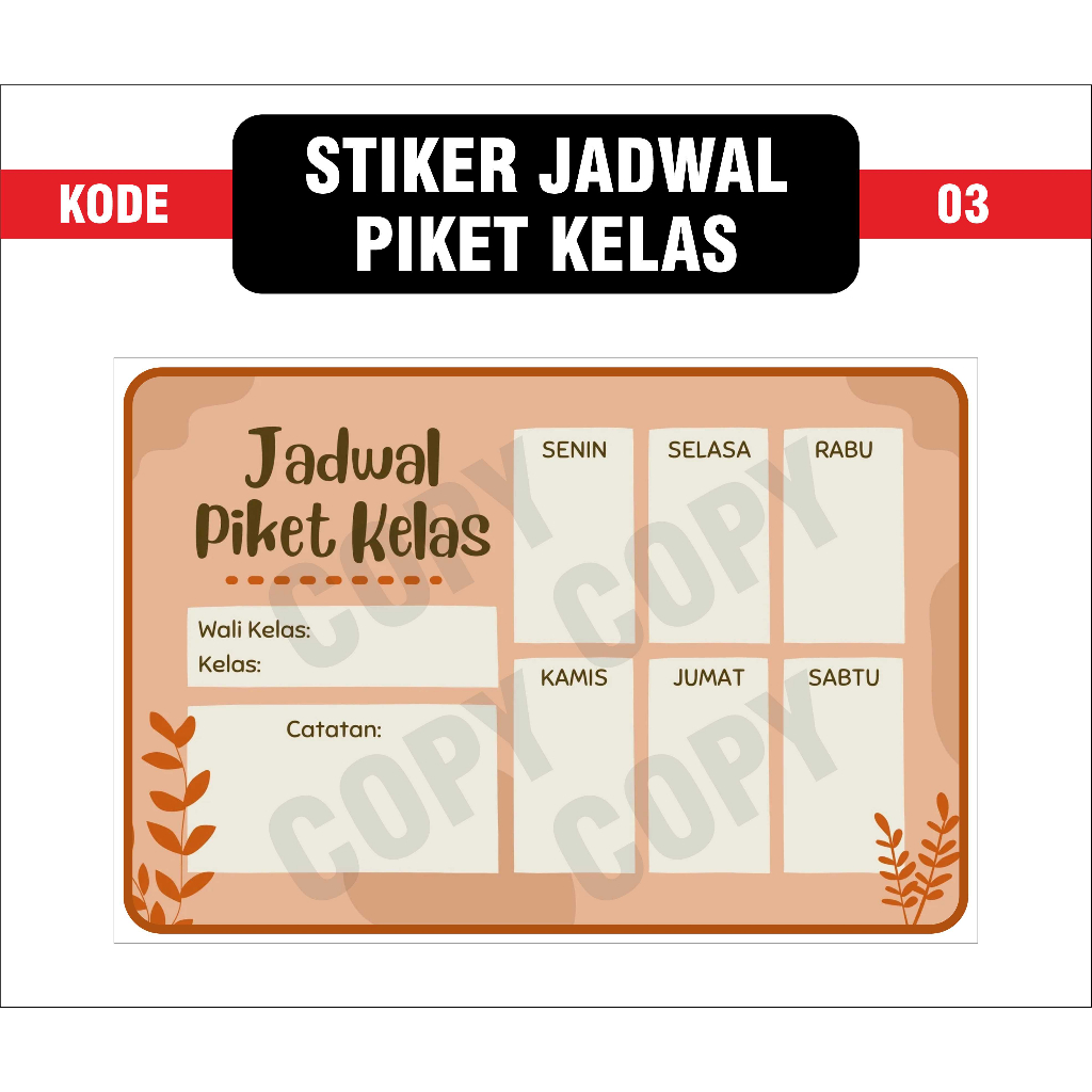 STIKER JADWAL PIKET DISEKOLAH