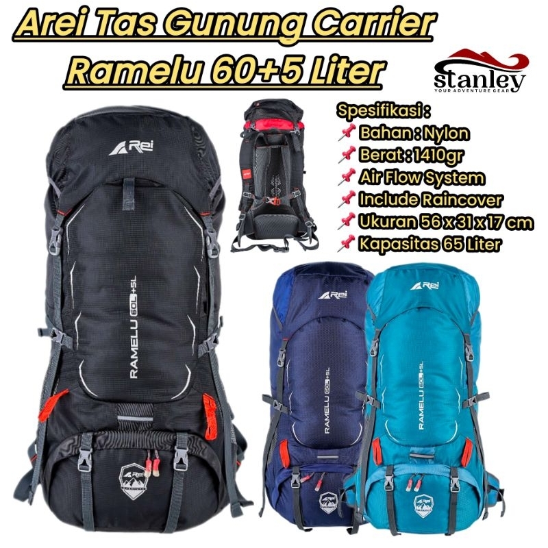 Tas Gunung Arei Ramelu 60L+5L Tas Gunung Arei Borealis 40L+5L RC Carrier Arei Borealis 40L+5L RC Ori