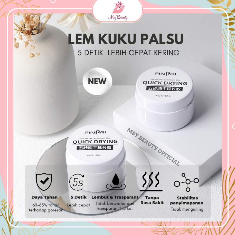 MSY QUICK DRYING GEL UV/POLYGEL EXTENSION /Nail Gel Builder / Gel Extention 15ml / Lem Aksesoris Nail Art