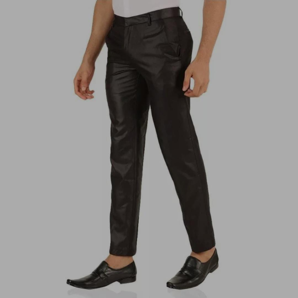 Celana Panjang Pria Kantor Slim Fit Mengkilap Metallik 27 38 Formal Setelan Jas Warna Hitam Abu Navy Biru Ankle Pants Seragam Guru Real Pict Terwuwu