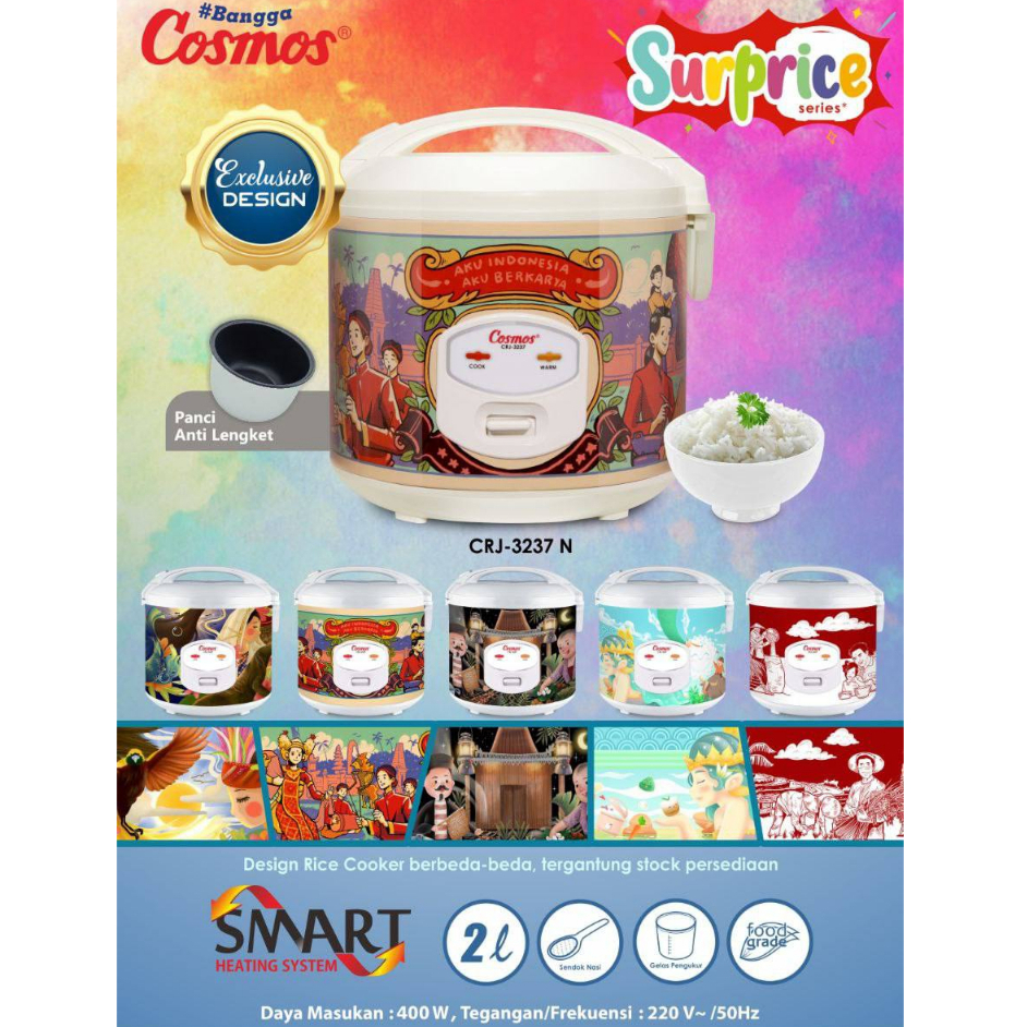 Cosmos CRJ3237N Rice Cooker - Penanak Nasi 2 Liter Digital Lemon