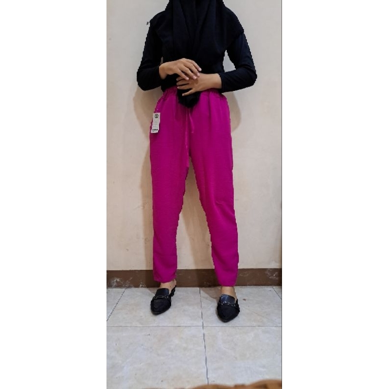 Jorali Pants Crincle Airflow Resta Kulot Celana Hitam Tali