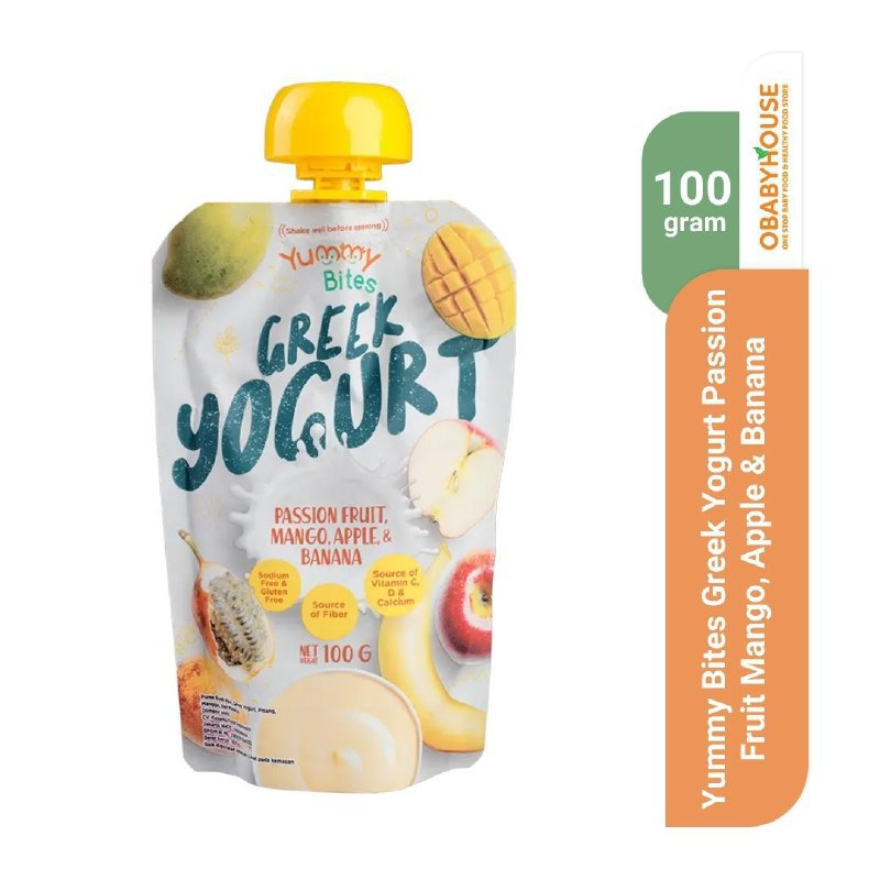 Yummy Bites Greek Yogurt Passion Fruit Mango, Apple &amp; Banana 100 gr