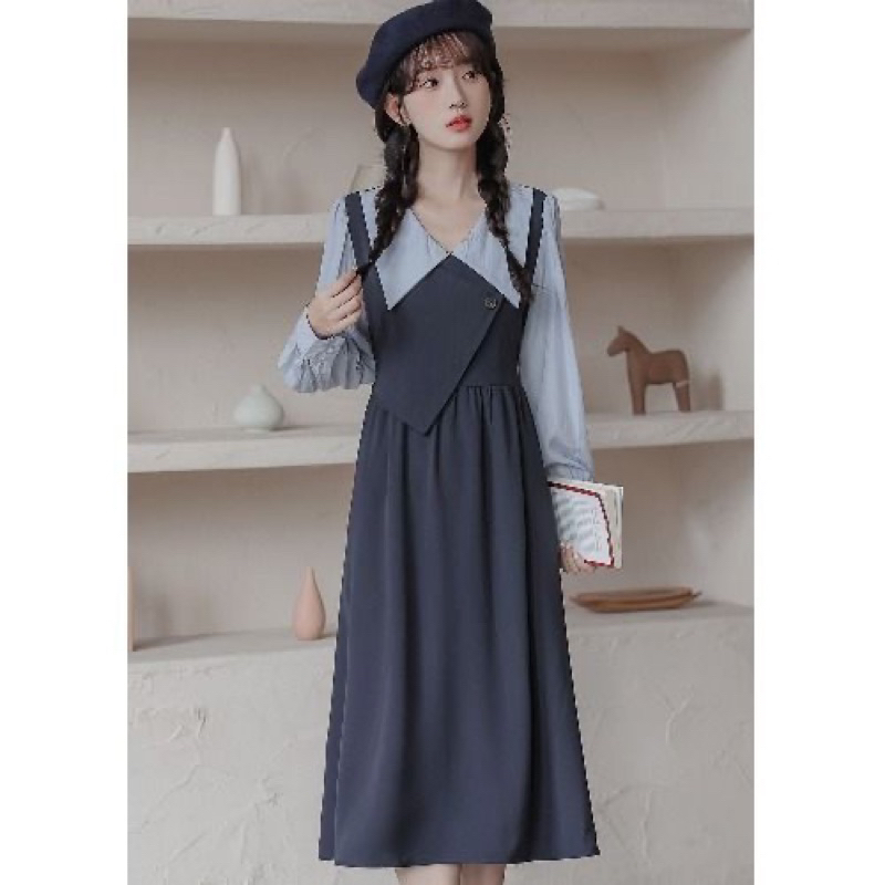 Dress Kerah Lebar Student Style M490