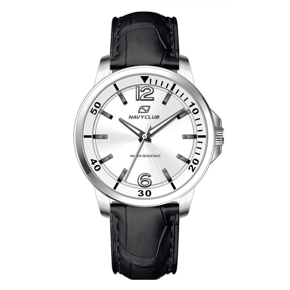 Navy Club Jam Tangan Pria Coast - Leather Strap White