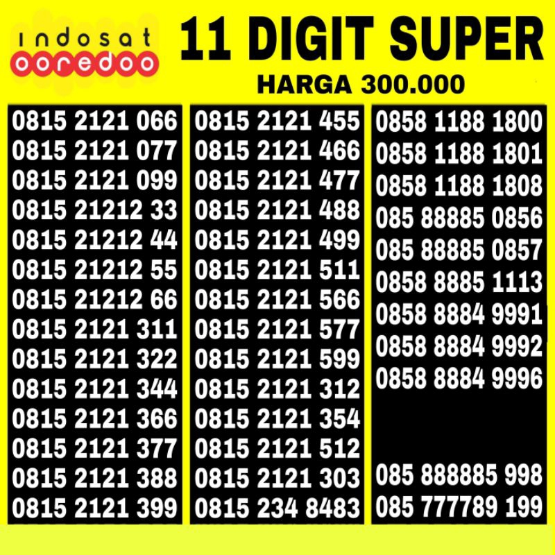 Nomor Cantik Kartu Perdana Indosat oredoo im3 4g lte